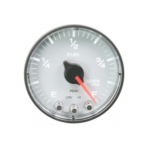 AUTOMETER GAUGE 2-1/16" FUEL LEVEL,PROGRAMMABLE 0-300 ?,STEPPER MOTOR,SPEK-PRO,WHITE DIAL,BLACK BEZEL,FLAT ANTIGLARE LENS # P312128
