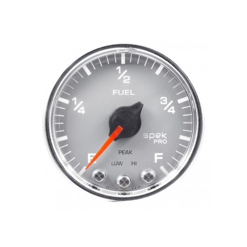 AUTOMETER GAUGE 2-1/16" FUEL LEVEL,PROGRAMMABLE 0-300 ?,STEPPER MOTOR,SPEK-PRO,SILVER DIAL,CHROME BEZEL,CLEAR LENS # P31221