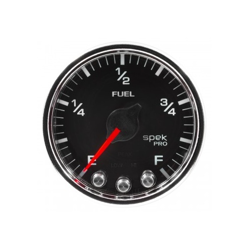 AUTOMETER GAUGE 2-1/16" FUEL LEVEL,PROGRAMMABLE 0-300 ?,STEPPER MOTOR,SPEK-PRO,BLACK DIAL,CHROME BEZEL,CLEAR LENS # P31231