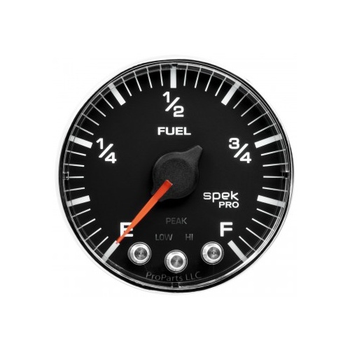 AUTOMETER GAUGE 2-1/16" FUEL LEVEL,PROGRAMMABLE 0-300 ?,STEPPER MOTOR,SPEK-PRO,BLACK DIAL,CHROME BEZEL,FLAT ANTIGLARE LENS # P312318