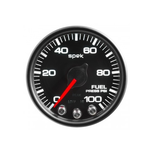AUTOMETER GAUGE 2-1/16" FUEL PRESSURE,0-100 PSI,STEPPER MOTOR,SPEK-PRO,BLACK DIAL,BLACK BEZEL,CLEAR LENS # P31432
