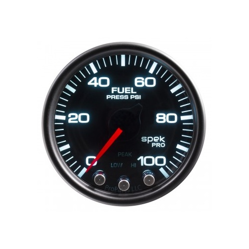 AUTOMETER GAUGE 2-1/16" FUEL PRESSURE,0-100 PSI,STEPPER MOTOR,SPEK-PRO,BLACK DIAL,BLACK BEZEL,SMOKED LENS # P31452