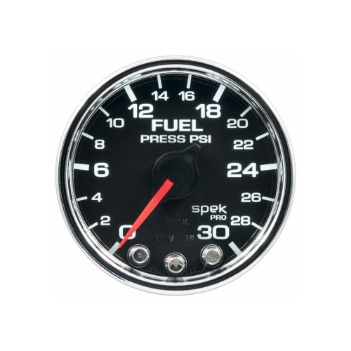AUTOMETER GAUGE 2-1/16" FUEL PRESSURE,0-30 PSI,STEPPER MOTOR,SPEK-PRO,BLACK DIAL,CHROME BEZEL,CLEAR LENS # P31631