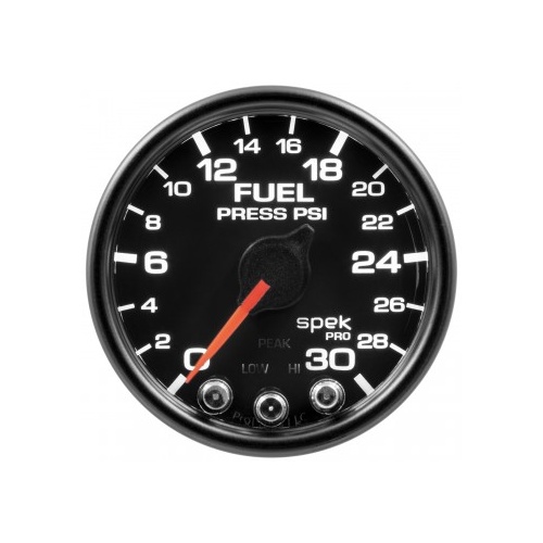 AUTOMETER GAUGE 2-1/16" FUEL PRESSURE,0-30 PSI,STEPPER MOTOR,SPEK-PRO,BLACK DIAL,BLACK BEZEL,CLEAR LENS # P31632