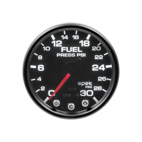 AUTOMETER GAUGE 2-1/16" FUEL PRESSURE,0-30 PSI,STEPPER MOTOR,SPEK-PRO,BLACK DIAL,BLACK BEZEL,SMOKED LENS # P31652