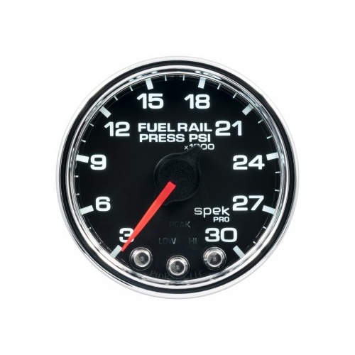 AUTOMETER GAUGE 2-1/16" FUEL RAIL PRESSURE,3-30K PSI,STEPPER MOTOR,SPEK-PRO,BLACK DIAL,CHROME BEZEL,CLEAR LENS # P32131