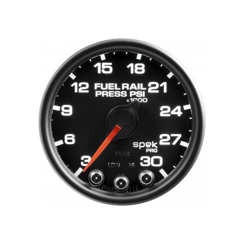 AUTOMETER GAUGE 2-1/16" FUEL RAIL PRESSURE,3-30K PSI,STEPPER MOTOR,SPEK-PRO,BLACK DIAL,BLACK BEZEL,CLEAR LENS # P32132