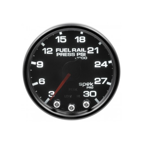 AUTOMETER GAUGE 2-1/16" FUEL RAIL PRESSURE,3-30K PSI,STEPPER MOTOR,SPEK-PRO,BLACK DIAL,BLACK BEZEL,SMOKED LENS # P32152