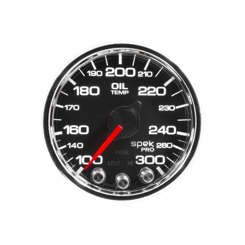 AUTOMETER GAUGE 2-1/16" OIL TEMPERATURE,100-300F,STEPPER MOTOR,SPEK-PRO,BLACK DIAL,CHROME BEZEL,CLEAR LENS # P32231