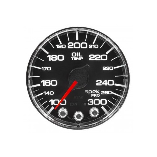 AUTOMETER GAUGE 2-1/16" OIL TEMPERATURE,100-300F,STEPPER MOTOR,SPEK-PRO,BLACK DIAL,CHROME BEZEL,FLAT ANTIGLARE LENS # P322318