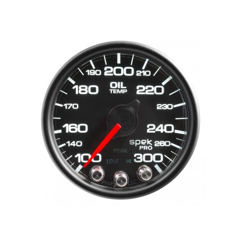 AUTOMETER GAUGE 2-1/16" OIL TEMPERATURE,100-300F,STEPPER MOTOR,SPEK-PRO,BLACK DIAL,BLACK BEZEL,CLEAR LENS # P32232