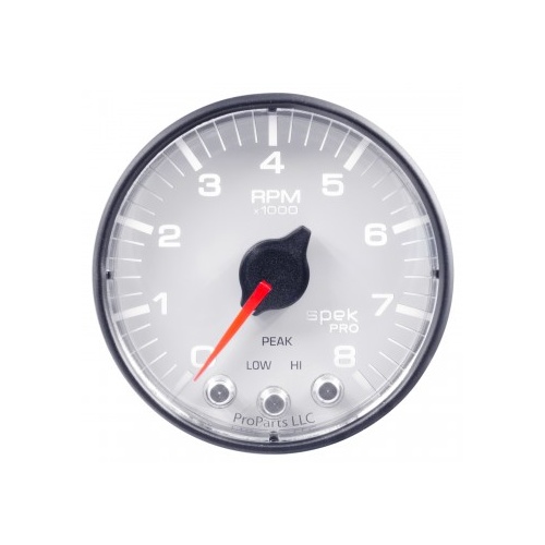 AUTOMETER GAUGE 2-1/16" IN-DASH TACHOMETER,0-8,000 RPM,SPEK-PRO,WHITE DIAL,BLACK BEZEL,FLAT ANTIGLARE LENS # P334128