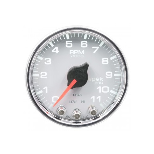 AUTOMETER GAUGE 2-1/16" IN-DASH TACHOMETER,0-11,000 RPM,SPEK-PRO,WHITE DIAL,CHROME BEZEL,CLEAR LENS # P33611