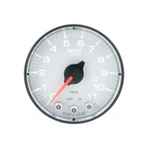 AUTOMETER GAUGE 2-1/16" IN-DASH TACHOMETER,0-11,000 RPM,SPEK-PRO,WHITE DIAL,BLACK BEZEL,FLAT ANTIGLARE LENS # P336128