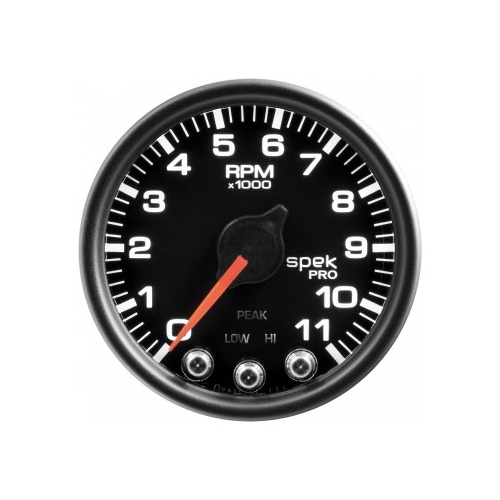 AUTOMETER GAUGE 2-1/16" IN-DASH TACHOMETER,0-11,000 RPM,SPEK-PRO,BLACK DIAL,BLACK BEZEL,CLEAR LENS # P33632