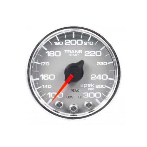 AUTOMETER GAUGE 2-1/16" TRANSMISSION TEMPERATURE,100-300F,STEPPER MOTOR,SPEK-PRO,SILVER DIAL,CHROME BEZEL,CLEAR LENS # P34221
