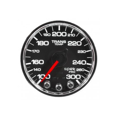 AUTOMETER GAUGE 2-1/16" TRANSMISSION TEMPERATURE,100-300F,STEPPER MOTOR,SPEK-PRO,BLACK DIAL,CHROME BEZEL,CLEAR LENS # P34231