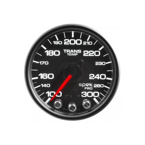 AUTOMETER GAUGE 2-1/16" TRANSMISSION TEMPERATURE,100-300F,STEPPER MOTOR,SPEK-PRO,BLACK DIAL,BLACK BEZEL,CLEAR LENS # P34232