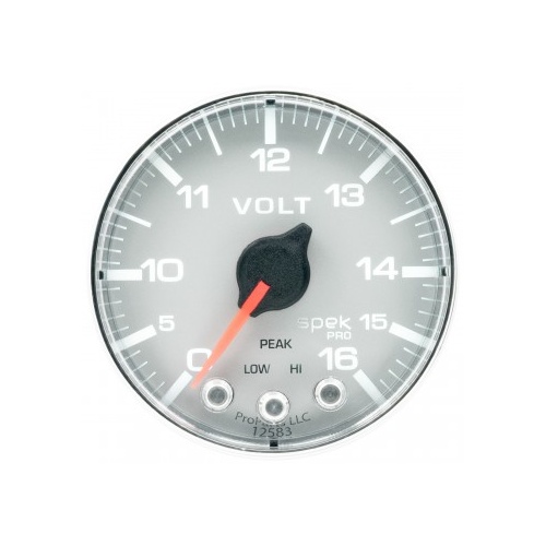 AUTOMETER GAUGE 2-1/16" VOLTMETER,0-16V,DIGITAL STEPPER MOTOR,SPEK-PRO,SILVER DIAL,CHROME BEZEL,FLAT ANTIGLARE LENS # P344218