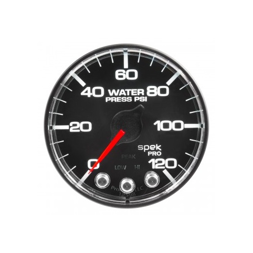 AUTOMETER GAUGE 2-1/16" WATER PRESSURE,0-120 PSI,STEPPER MOTOR,SPEK-PRO,BLACK DIAL,CHROME BEZEL,FLAT ANTIGLARE LENS # P345318