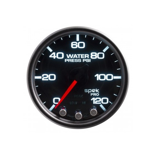 AUTOMETER GAUGE 2-1/16" WATER PRESSURE,0-120 PSI,STEPPER MOTOR,SPEK-PRO,BLACK DIAL,BLACK BEZEL,SMOKED LENS # P34552