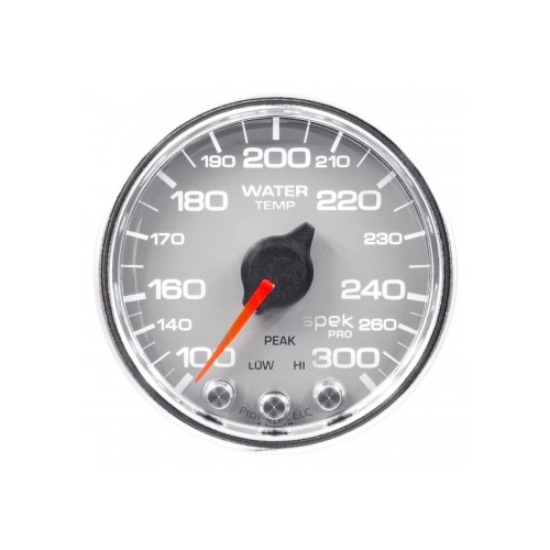 AUTOMETER GAUGE 2-1/16" WATER TEMPERATURE,100-300F,STEPPER MOTOR,SPEK-PRO,SILVER DIAL,CHROME BEZEL,CLEAR LENS # P34621