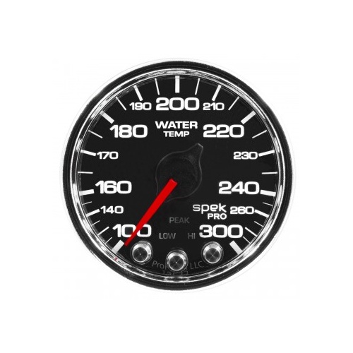 AUTOMETER GAUGE 2-1/16" WATER TEMPERATURE,100-300F,STEPPER MOTOR,SPEK-PRO,BLACK DIAL,CHROME BEZEL,CLEAR LENS # P34631