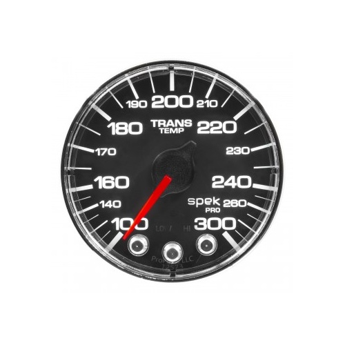 AUTOMETER GAUGE 2-1/16" WATER TEMPERATURE,100-300F,STEPPER MOTOR,SPEK-PRO,BLACK DIAL,CHROME BEZEL,FLAT ANTIGLARE LENS # P346318