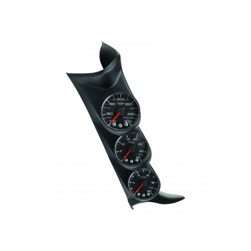 AUTOMETER GAUGE PILLAR KIT,0-35 PSI/0-2000F/100-300F,01-07 GM FULL-SIZE TRUCK,W/ SPEAKER,SPEK-PRO,BLACK DIAL,BLACK BEZEL,FLAT ANTIGLARE LENS # P73021