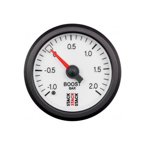 AUTOMETER GAUGE 52MM,BOOST PRESS,-1 TO +2 BAR,MECHANICAL,STACK WHT # ST3161