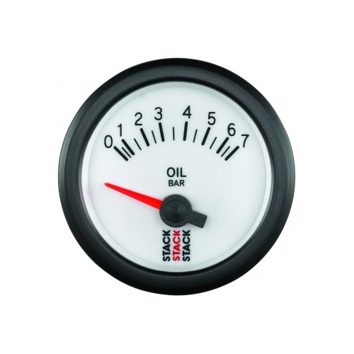 AUTOMETER GAUGE OIL PRESS,ELECTRIC,52MM,WHT,0-7 BAR,AIR-CORE,M10 MALE # ST3251
