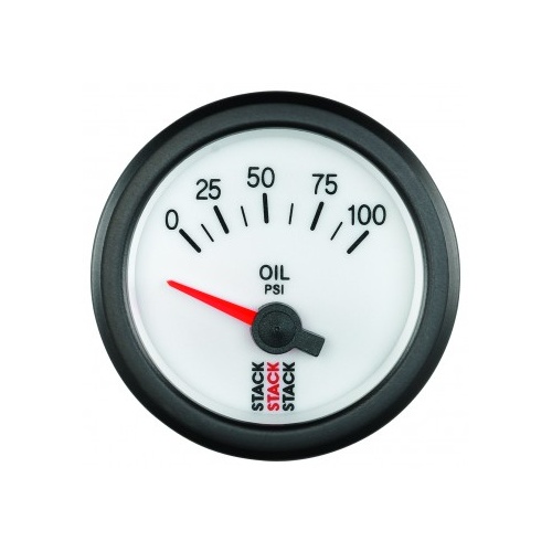 AUTOMETER GAUGE OIL PRESS,ELECTRIC,52MM,WHT,0-100 PSI,AIR-CORE,1/8" NPTF # ST3252