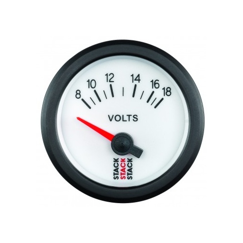 AUTOMETER GAUGE BATTERY VOLTAGE,ELECTRIC,52MM,WHT,8-18V # ST3266