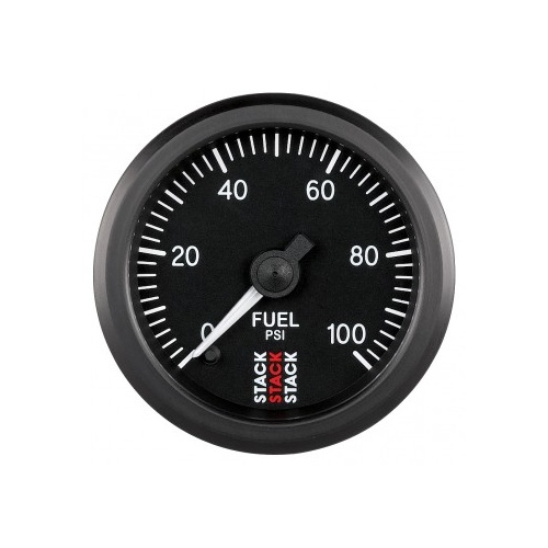 AUTOMETER GAUGE 52MM FUEL PRESS,0-100 PSI,STEPPER MOTOR,1/8" NPTF MALE,STACK BLK # ST3306