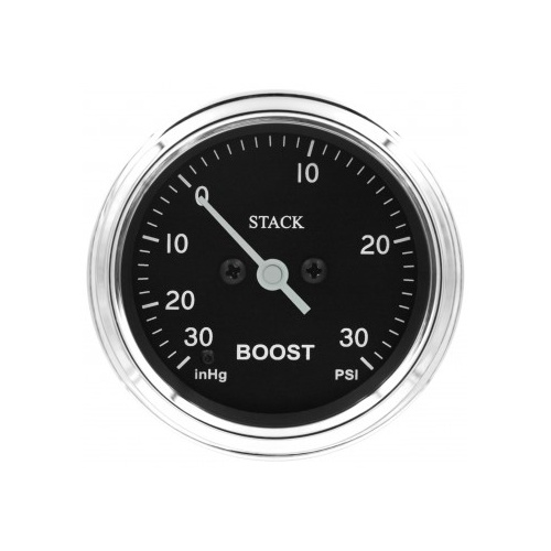 AUTOMETER GAUGE BOOST,PRO STEPPER MOTOR,52MM,CLASSIC,-30INHG TO +30PSI,INCL. T-FITTING # ST3312C