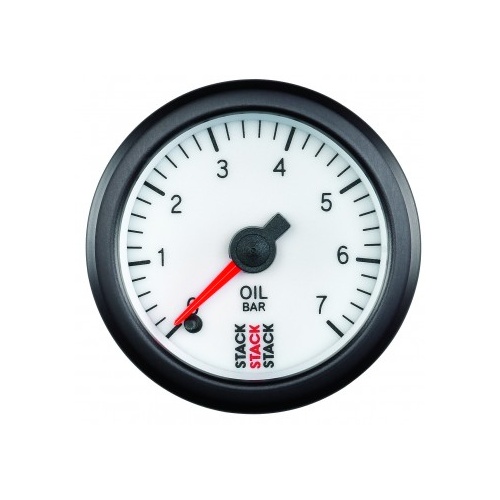 AUTOMETER GAUGE OIL PRESS,PRO STEPPER MOTOR,52MM,WHT,0-7 BAR,STEPPER MOTOR,M10 MALE # ST3351