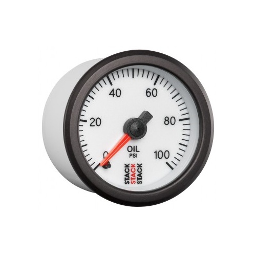 AUTOMETER GAUGE OIL PRESS,PRO STEPPER MOTOR,52MM,WHT,0-100 PSI,STEPPER MOTOR,1/8" NPTF MALE # ST3352