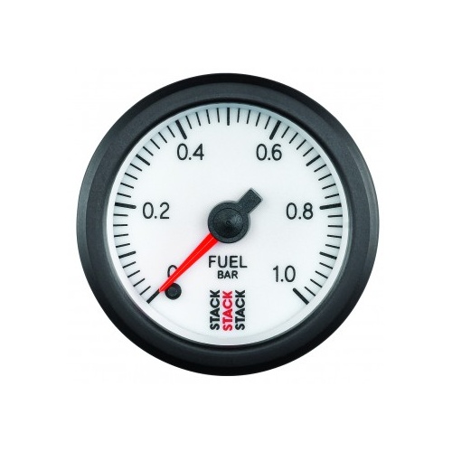 AUTOMETER GAUGE 52MM FUEL PRESS,0-1 BAR,STEPPER MOTOR,M10 MALE,STACK WHT # ST3353