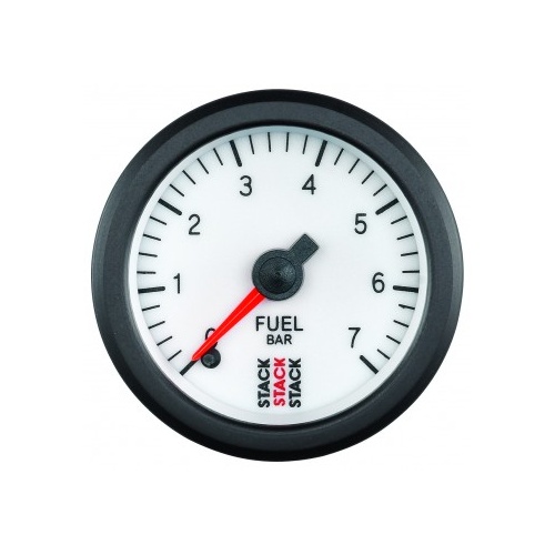 AUTOMETER GAUGE 52MM FUEL PRESS,0-7 BAR,STEPPER MOTOR,M10 MALE,STACK WHT # ST3355