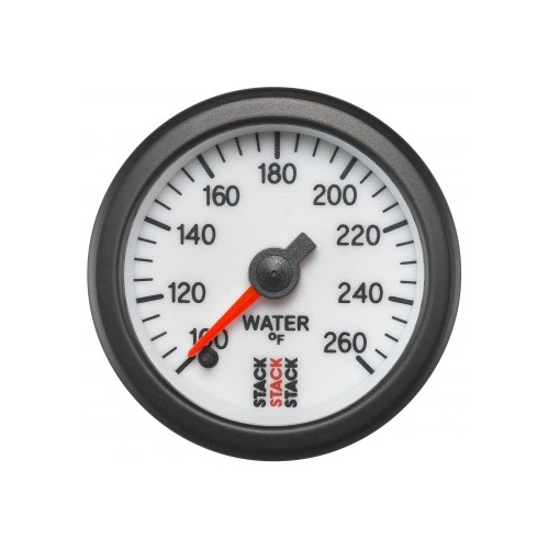 AUTOMETER GAUGE WATER TEMP,PRO STEPPER MOTOR,52MM,WHT,100-260F,STEPPER MOTOR,1/8" NPTF MALE # ST3358