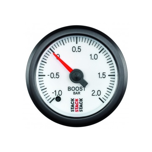 AUTOMETER GAUGE 52MM,BOOST PRESS,PRO STEPPER MOTOR,-1 TO +2 BAR,STACK WHT # ST3361