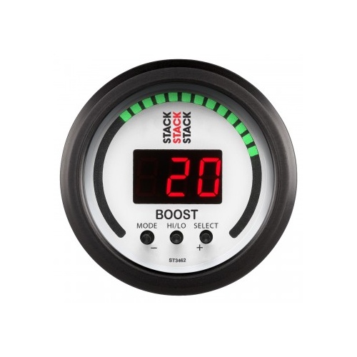 AUTOMETER GAUGE 2-1/16" BOOST CONTROLLER,-1 TO +2 BAR (-30INHG TO +30 PSI),STACK WHT # ST3462