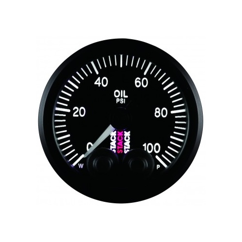 AUTOMETER GAUGE OIL PRESS,PRO-CONTROL,52MM,BLK,0-100 PSI,STEPPER MOTOR,1/8" NPTF MALE # ST3502