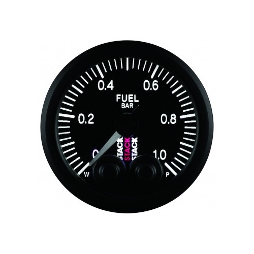 AUTOMETER GAUGE 52MM FUEL PRESS,PRO-CONTROL,0-1 BAR,STEPPER MOTOR,M10 MALE,STACK BLK # ST3503