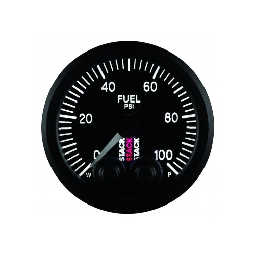 AUTOMETER GAUGE 52MM FUEL PRESS,PRO-CONTROL,0-100 PSI,STEPPER MOTOR,1/8" NPTF MALE,STACK BLK # ST3506