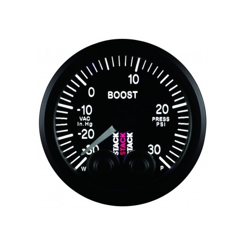 AUTOMETER GAUGE 52MM,BOOST PRESS,PRO-CONTROL,BLK,-30INHG TO +30PSI,INCL. T-FITTING # ST3512