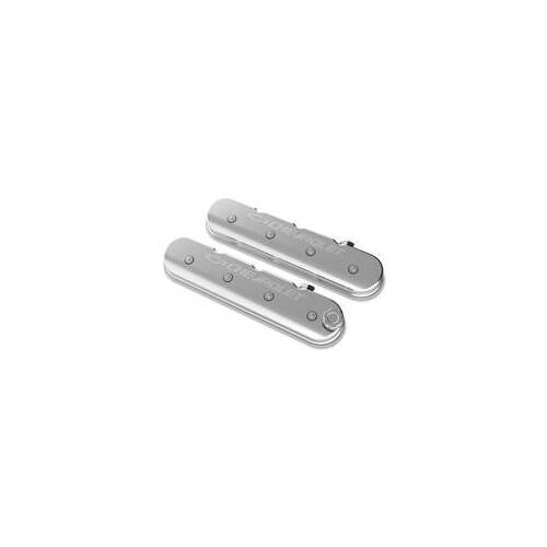 Holley Tall LS Valve Cover with Bowtie/Chevrolet Logo - Polished Finish