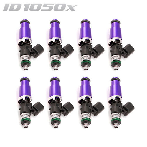 ID1050-XDS Injectors Set of 8, 60mm Length, 14mm Grey Adaptor Top, 14mm Lower Adaptor, Potted 4" Wires - Ford Falcon FPV GT FG/XR8 FGX (5.0L)