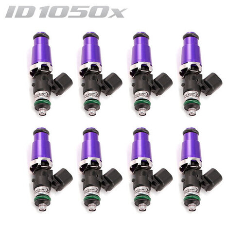 ID1050-XDS Injectors Set of 8, 60mm Length, 14mm Purple Adaptor Top, 14mm Lower O-Ring - Holden/GM LS1/LS6/BMW 540i/740i