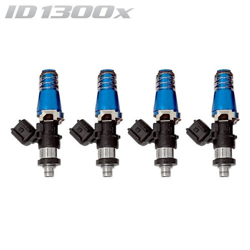 ID1300-XDS Injectors Set of 4, 60mm Length, 11mm Blue Adaptor Top, 204 Lower Cushion - Mazda MX-5 NA/NB 89-04